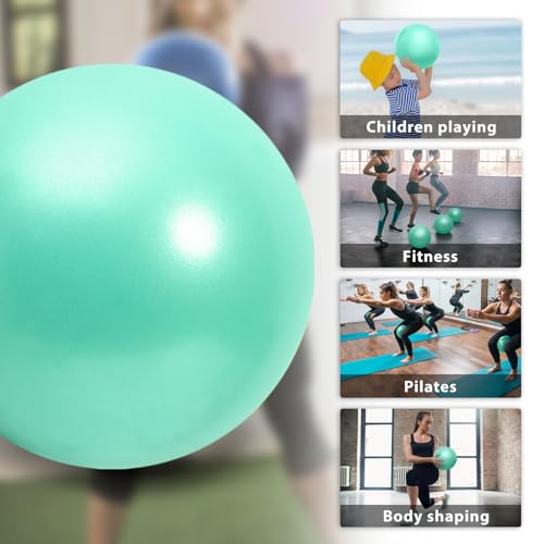 Cikyner Soft Pilates Ball, 9 Inch Small Exercise Ball with Inflatable Straw - color: Light Green