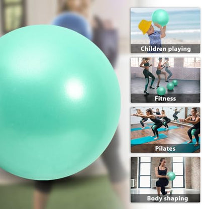 Cikyner Soft Pilates Ball, 9 Inch Small Exercise Ball with Inflatable Straw - color: Light Green