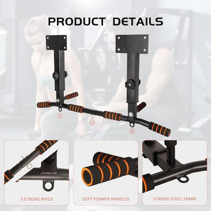 Pull Up Bar Wall Mounted: Wall Adjustable Joist Mount Pull Up Bar & Chin Up Bar for Home Gym Workout Strength Training Equipment