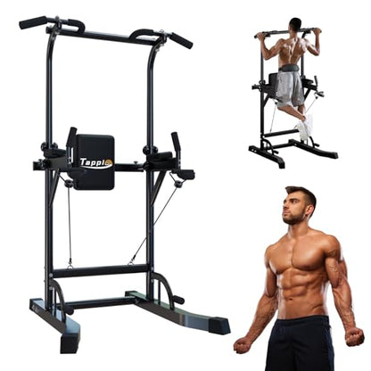 Power Tower Pull Up Bar for Home Gym, Multi Functional Pull Up Bar Stand Dip Bar Station, Adjustable Height Workout Dip Station Strength Training Fitness Equipment