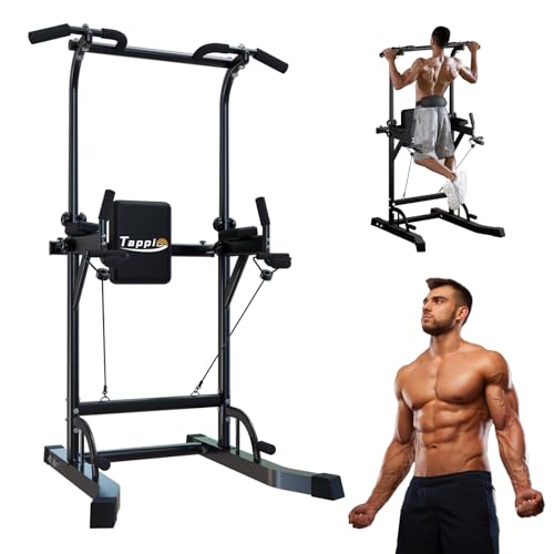 Tappio Power Tower Pull Up Bar for Home Gym, Multi Functional Pull Up Bar Stand Dip Bar Station, Adjustable Height Workout Dip Station Strength Training Fitness Equipment