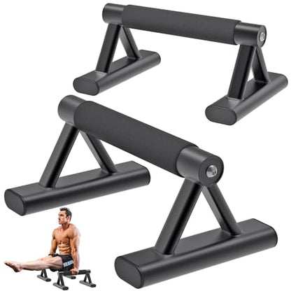SELEWARE Wood Push Up Bars Steel Calisthenic Parallette Bars Handstand Bars - color: B: Foam Covered Grip (13.7"L x 6"H)