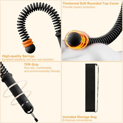 Adjustable Ropeless Battle Rope Trainer, Cordless Spring Fitness Rope for Home & Gym, Heavy Duty Cordless Battle Rope with Storage Bag, Strength & Conditioning (Gray)