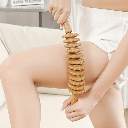 Wood Massage Roller Muscle Roller Cellulite Massage Tool Fascia Blaster Lymphatic Drainage Massager Wood Therapy Massage Tools for Deep Tissue Muscle Relief Recovery(12-Wheel) - style: 12-Wheel Massager