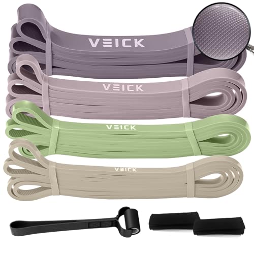 VEICK Pull Up Assist Resistance Bands for Home Gym - color: Green/Purple Set of 4 + Hand Grip Pads
