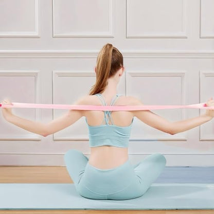 Yoga Stretch Strap Resistance Band, Figure 8 Exercise Band for Leg Arm Shoulder Stretching and Home Fitness Training,Pink