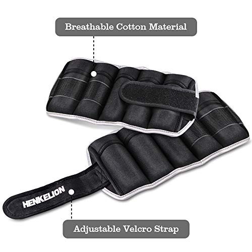 Henkelion 1 Pair 2 3 5 10 Lbs Adjustable Ankle Weights for Women Men Kids, Strength Training Wrist and Ankle Weights Sets for Gym, Fitness Workout, Running, Lifting - Black Grey Pink Blue Purple