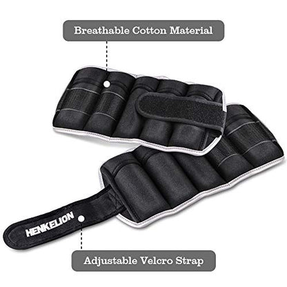 Henkelion 1 Pair 2 3 5 10 Lbs Adjustable Ankle Weights for Women Men Kids, Strength Training Wrist and Ankle Weights Sets for Gym, Fitness Workout, Running, Lifting - Black Grey Pink Blue Purple
