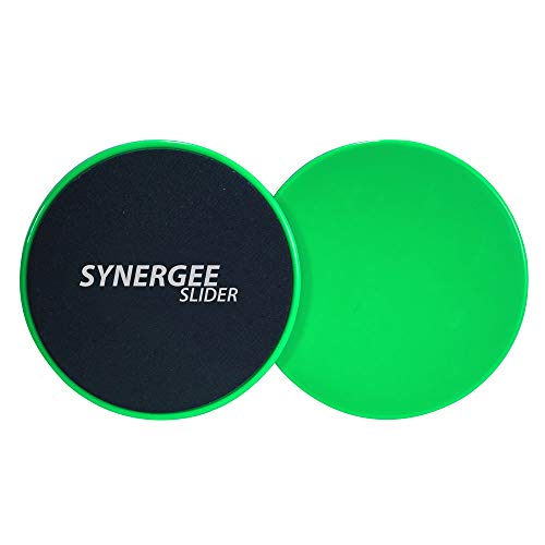 Synergee Core Sliders. Dual Sided Use on Carpet or Hardwood Floors. Abdominal Exercise Equipment