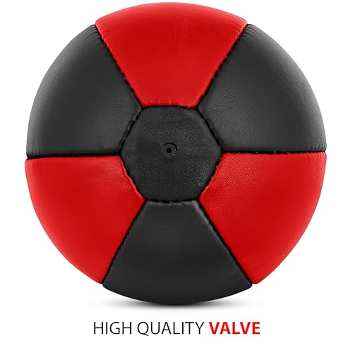 DXM SPORTS Boxing Speed Bag - Leather Speed Bags - Punching Speed Ball - Exercise Workout MMA Speed Bag for Adults - color: Black & Red