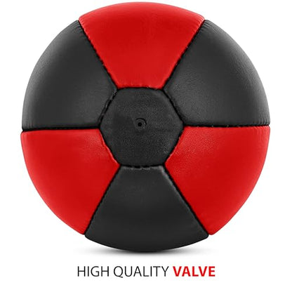 DXM SPORTS Boxing Speed Bag - Leather Speed Bags - Punching Speed Ball - Exercise Workout MMA Speed Bag for Adults - color: Black & Red