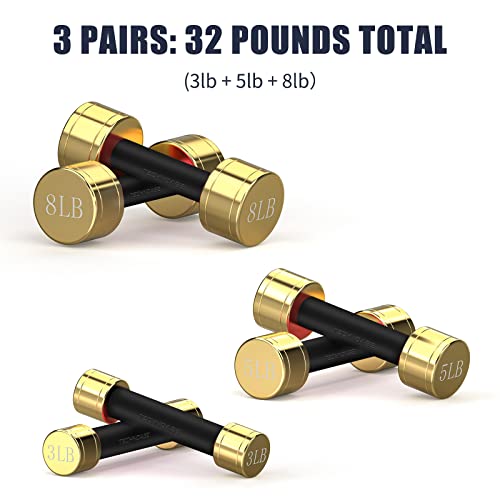 TECHNOAGE Round Dumbbell Sets with Steel Handle, Odorless Neoprene rubber Handle Cover - color: Black-Set