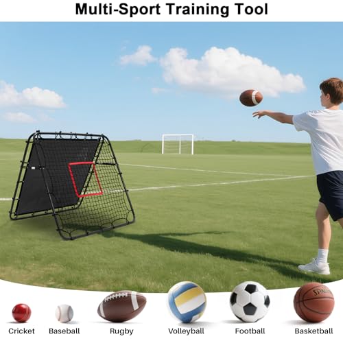 Adjustable Soccer Rebound Net | Double-Angle Soccer Trainer with Steel Frame | Portable Folding Rebounder for Passing & Shooting Practice | Outdoor Sports Equipment for Youth & Adult