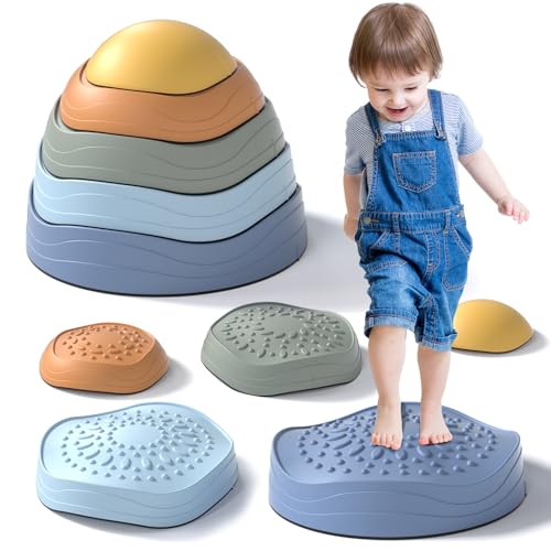 Lehoo Castle Stepping Stones for Kids, Non-Slip Sensory Toys for Toddlers - color: Morandi