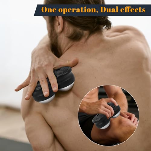 ideayard Stainless Steel Massage Roller Double Ball - Ice Therapy Muscle Pain Relief, Sore Muscles, and Tension Relief Cold & Hot Therapy Back, Shoulder, Leg, Calf Muscle Fascia Release Tool - color: Black