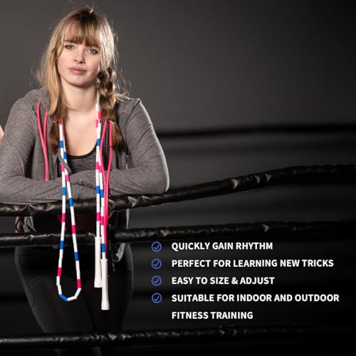 Black Beaded Jump Rope, Unbreakable Handles & Shatterproof Beads for Enhanced Fitness Training, Adjustable Beaded Jump Ropes for Kids, Men & Women
