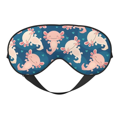 Axolotl Kawaii Sleep Mask Eye Mask with Adjustable Strap Eye Sleep Shade Cover Blocks Light for Women Men Airplane Travel Nap - color: Axolotl Kawaii