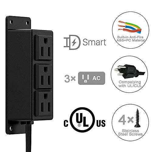 Surface Mounted Power Strip 3 AC Grounded Outlets Mountable Power Strip Socket Adapt to Deak Conference Table Wall Hotel Improvement (3AC) - color: 3AC