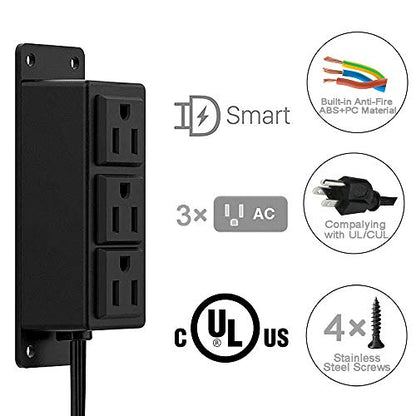 Surface Mounted Power Strip 3 AC Grounded Outlets Mountable Power Strip Socket Adapt to Deak Conference Table Wall Hotel Improvement (3AC) - color: 3AC