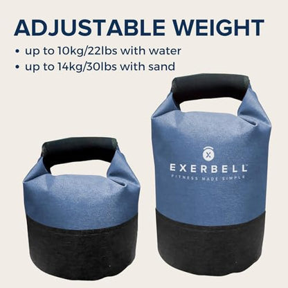 Foldable Adjustable Kettlebell 4-30lbs – Portable Water Sandbag Functional Strength Tool – Soft Floor-Friendly Mobility Gear for Home Gym Travel – Leak-Resistant Load with Internal Scale - color: Ocean Blue