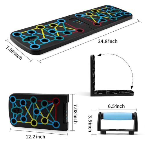 JIUSILIFE Multi-Functional Foldable Push Up Board, 2 in 1Push Up Bar with Resistance Bands, Chest Muscle Exercise, Training Arm, Professional Strength Training Equipment for Man and Women, Home Gym