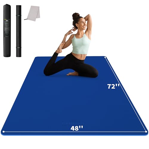 CAMBIVO Yoga Mat 72" x 48" Large Workout Mat for Home Gym Flooring | 6mm-12mm (0.24"-0.48") Extra Thick Exercise Mat for Apartment Fitness | High-Density TPE Cushioning for Joint Protection