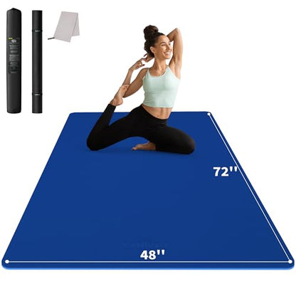 CAMBIVO Yoga Mat 72" x 48" Large Workout Mat for Home Gym Flooring | 6mm-12mm (0.24"-0.48") Extra Thick Exercise Mat for Apartment Fitness | High-Density TPE Cushioning for Joint Protection