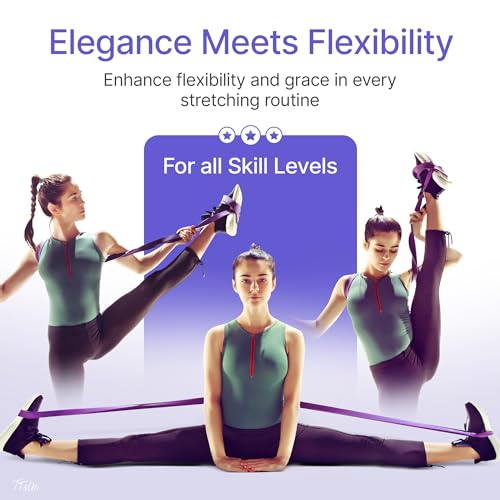 2-Pack Ballet Stretch Bands for Dancers & Foot Mini Loop | Natural Rubber Flexibility Band for Splits Training | Kids, Teens & Adult Dancers, Gymnasts, Cheerleaders | Printed Guide & Travel Bag - color: Purple Regular