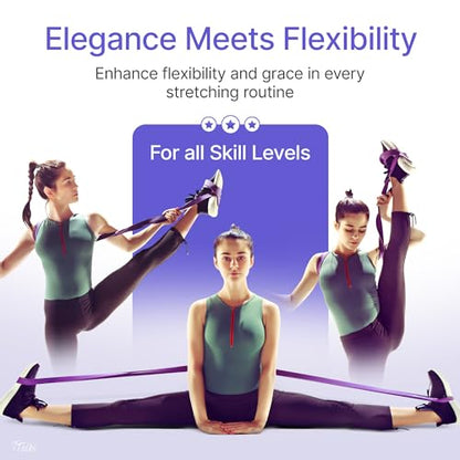 2-Pack Ballet Stretch Bands for Dancers & Foot Mini Loop | Natural Rubber Flexibility Band for Splits Training | Kids, Teens & Adult Dancers, Gymnasts, Cheerleaders | Printed Guide & Travel Bag - color: Purple Regular