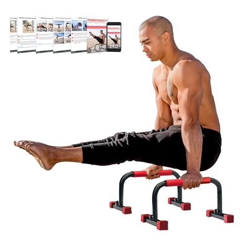 Rubberbanditz Parallette, Parallel Bars & Dip Station | At Home Gym Workout Equipment, L-Sit Bars & Calisthenics Equipment for Home. Perfect for Push Ups, Dips, Handstands & Gymnastics. - color: Lightweight