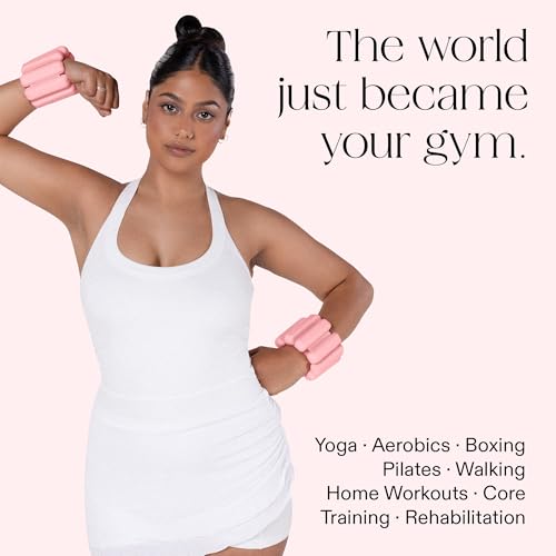 Bala Bangles Wrist & Ankle Weights for Women & Men, Home Gym Equipment - color: Blush, size: 2 LB