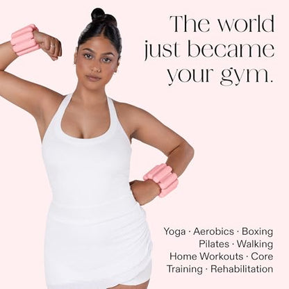 Bala Bangles Wrist & Ankle Weights for Women & Men, Home Gym Equipment - color: Blush, size: 2 LB
