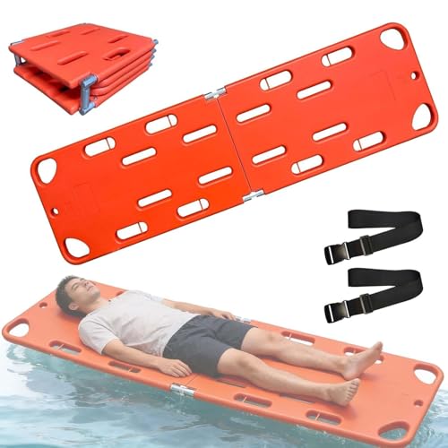 Foldable Transfer Stretcher, Lightweight 4-Fold Spine Board, PE Plastic for Patient Transport, tial Ambulance Equint, Emerncy Tool