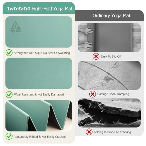 IwIeIaIrI Foldable POE Non Slip Yoga Pilates Mat– 1/4" (6mm) Thick - color: Green