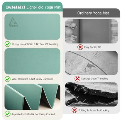 IwIeIaIrI Foldable POE Non Slip Yoga Pilates Mat– 1/4" (6mm) Thick - color: Green