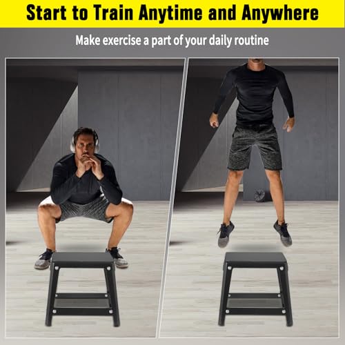 Plyometric Boxes for Jumping - color: Black, size: 12/18/24 inch