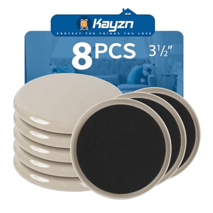Furniture Sliders 8pcs 3 1/2 inch - Heavy Duty Reusable Round Sliders for Moving Furniture on Carpet, Easily Move Couches/Beds/Armoires - size: 8pcs 3.5" Beige