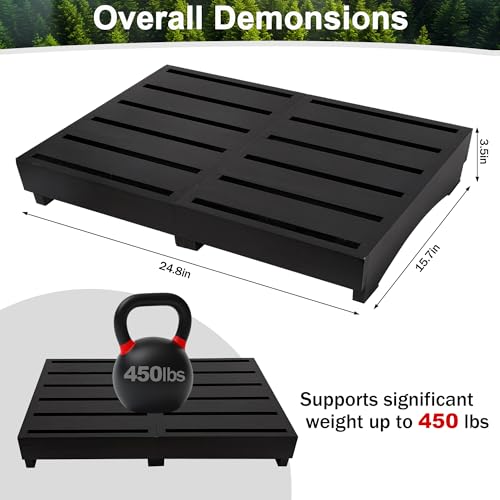 Wood Step Stool, 3.5" Bed Step Platform with Non-Slip Pads | Prefab Wooden Outdoor Steps for Porch, Bathroom & Kitchen | Safety Step for Adults & Elderly