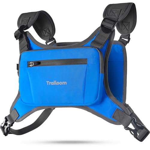 Running Chest Pack, Reflective Vest, Water Repellent, Phone Holder, Workout Bag for Runners, Cycling, Biking, EDC Pouch, Jogging Carrier, Hidden Pocket, Men & Women, Lightweight - color: Blue