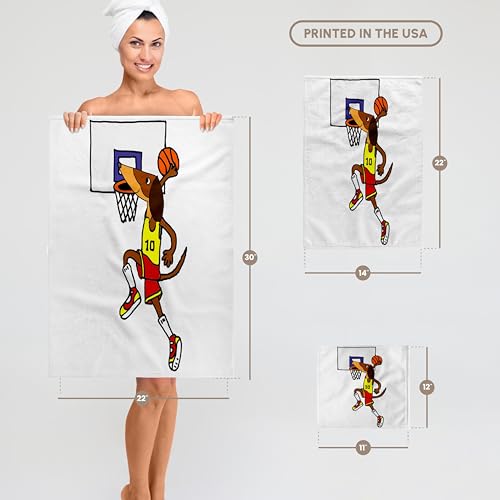 3dRose Funny Dachshund Dog Playing Basketball slam Dunking Ball 22x30 Bath Hand Pool Towel - size: 22x30 Bath Hand Pool Towel