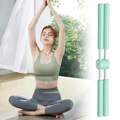 Yoga Postures Stick – Yoga Exercise Stick, Stretch Mobility Pole, Adjustable Pilates Training Bar, Portable Rehabilitation Fitness Tool | Lightweight Stretching Aid for Office Gym Travel Home - color: Green