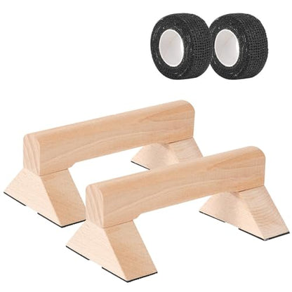 Push Up Bar, Wooden Push Up Handles for Home Strength Training, 2 PCS Wood Push Up Bars for Floor Non-Slip Base Exercise Indoor Outdoor Workout Equipment