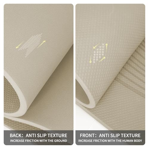 PAIDU Large Yoga Mat 72"x36"x10mm Non-Slip Exercise Mat for Home Gym Studio - color: Beige