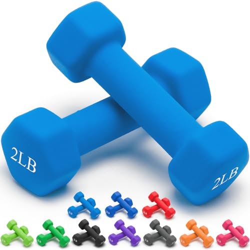 Portzon Weights Dumbbells 10 Colors Options Compatible with Set of 2 Neoprene Dumbbells Set,1-15 LB, Hand Weights for Exercise and Muscle Toning ，Anti-Slip, Anti-roll, Hex Shape