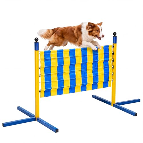 Dog Agility Jump Set, Metal Adjustable Dog Agility Equipment with 9 Height Levels, Extra Stable Foldable Dog-Hurdle Training Equipment for Backyard&Indoor Hurdles Jump, Carrying Bag Included