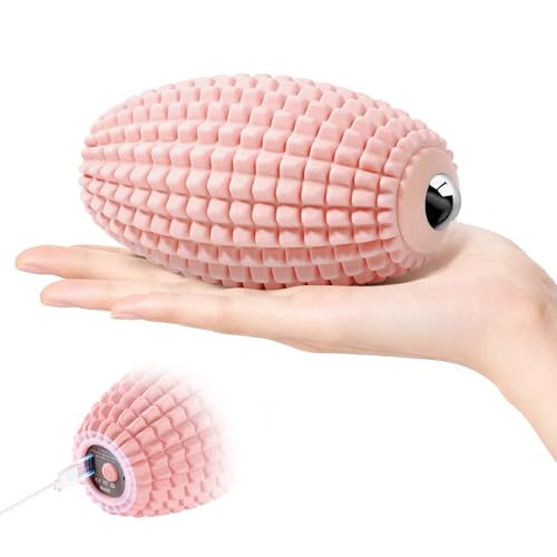 Silicone Vibrating Massage Ball with Rolling Head, 3-Speed Myofascial Massage Roller for Plantar Fasciitis Relief, Hip & Psoas Release, Trigger Point Therapy for Neck, Back, Foot (Pink)