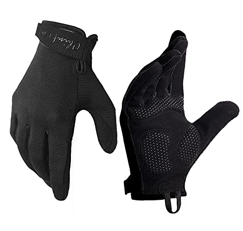 ChinFun Full Finger Workout Gloves for Men, Full Palm Protection Deep - color: Black, size: X-Large