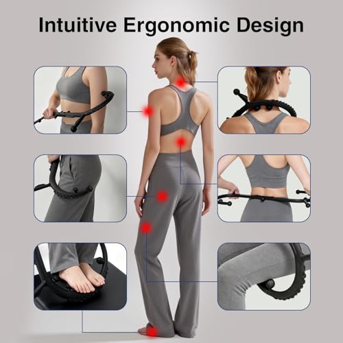 Massage Stick,Handheld Trigger Point Back and Neck Massager Cane, Deep Tissue Self Massage Tool for Muscle Knots and Myofascial Release,for Pain Relief and Muscle Recovery,Black - color: Black
