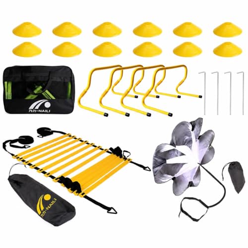 Agility Training Equipment Set, Football Training Equipment Kit, Soccer Speed Training Gear, & Hurdles