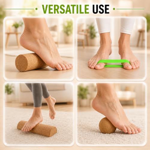 Cork Balance Board & Foot Roller Set, Ankle Strengthener for Yoga